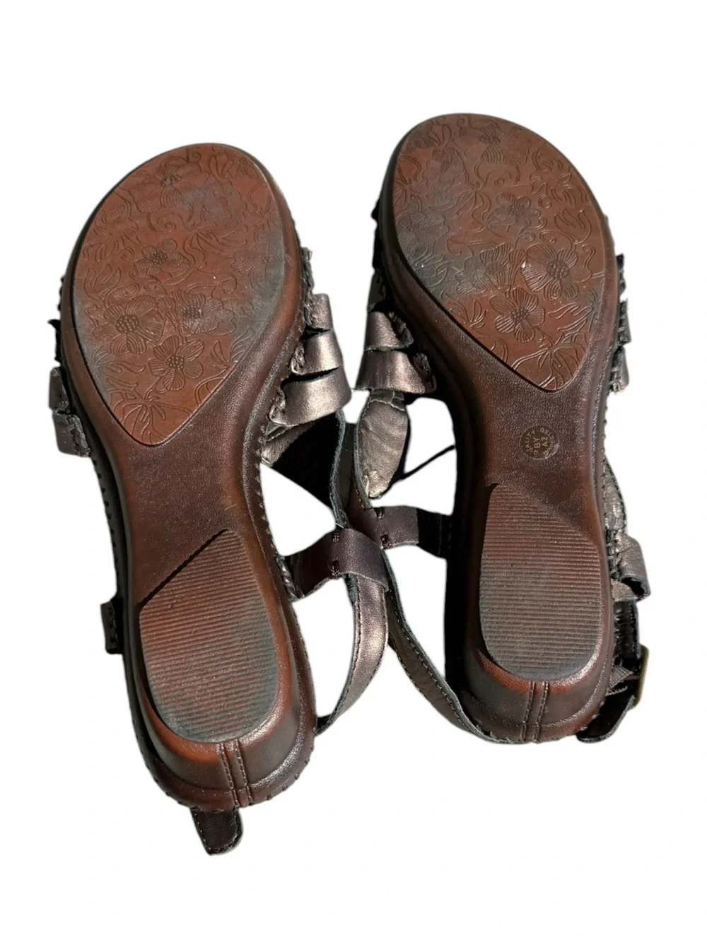 St. John's Bay Metallic Bronze Leather Woven Slingback Sandals 7.5